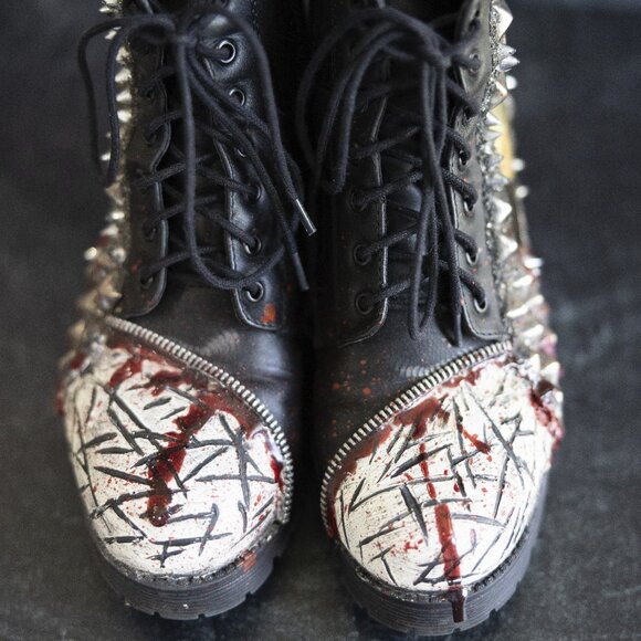 Michael Myers Zombie Peepshow Horror Boots - Size 8 - Bloody Horror Booties - Picture 13 of 13